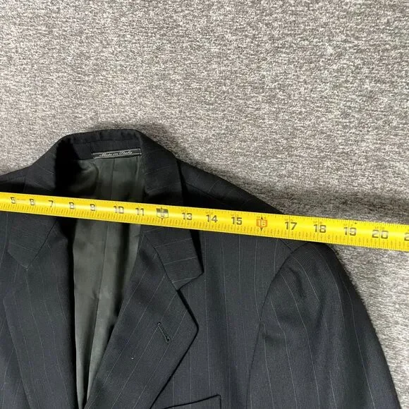 Corneliani Blazer Mens Size 50 (US 40) Black Gray‎ Pinstripe 2 Button Coat ITALY